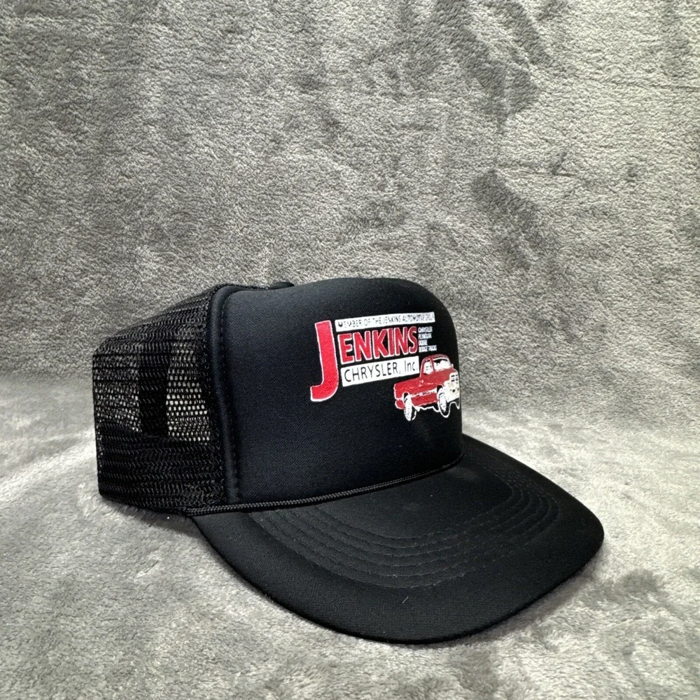 Vintage Trucker Mesh Hat Jenkins Chrysler Black Capital‎ Caps Snap Back